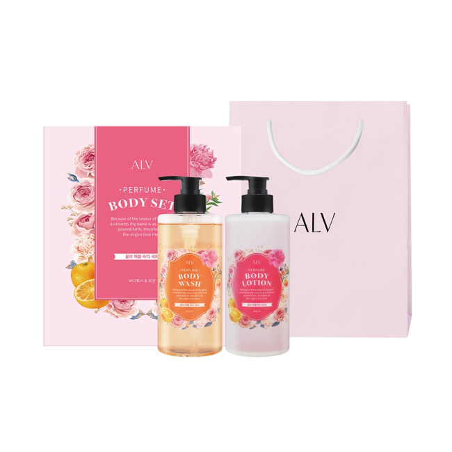 (롯데백화점 판매용)[올브]  퍼퓸 바디워시 + 퍼퓸 바디로션 400ml 2종세트_쇼핑백 증정