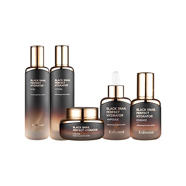 [애슈미] 블랙스네일 퍼펙트 하이드레이터 스킨+로션+크림+앰플+에센스 5종세트