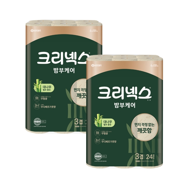 크리넥스 화장지 3겹 밤부케어 25M 24롤X2팩