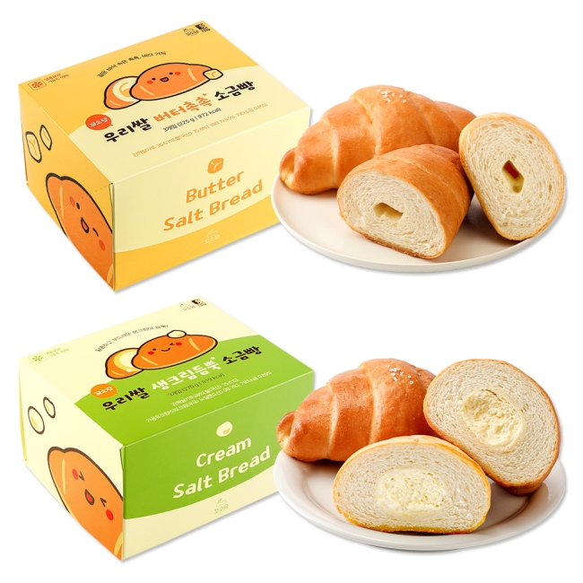 꼬소당 우리쌀 소금빵 2종 2세트(버터촉촉 소금빵 225g, 생크림 듬뿍 소금빵 270g)