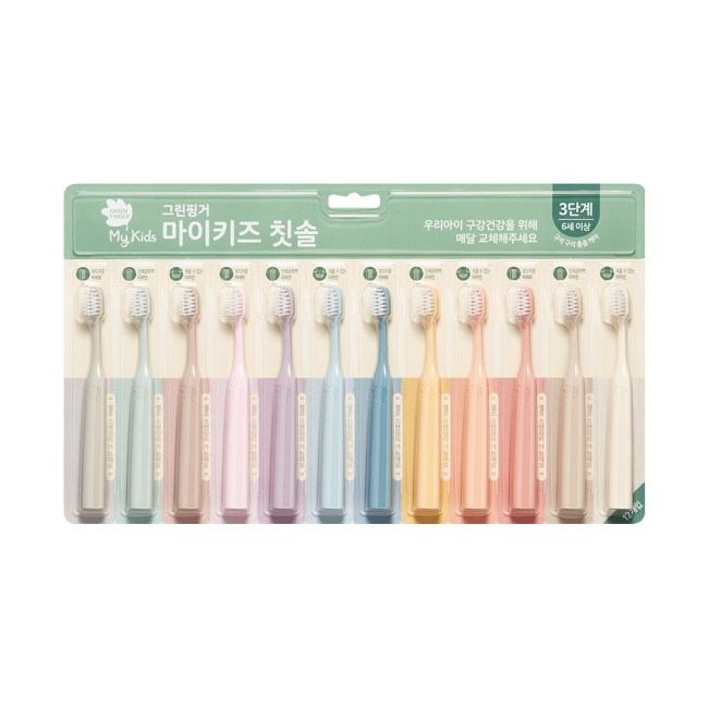 그린핑거 마이키즈 칫솔 3단계 12개입 블리스터
