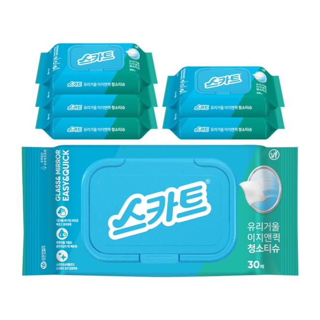 스카트 유리거울 이지앤퀵 청소티슈 30매X6팩