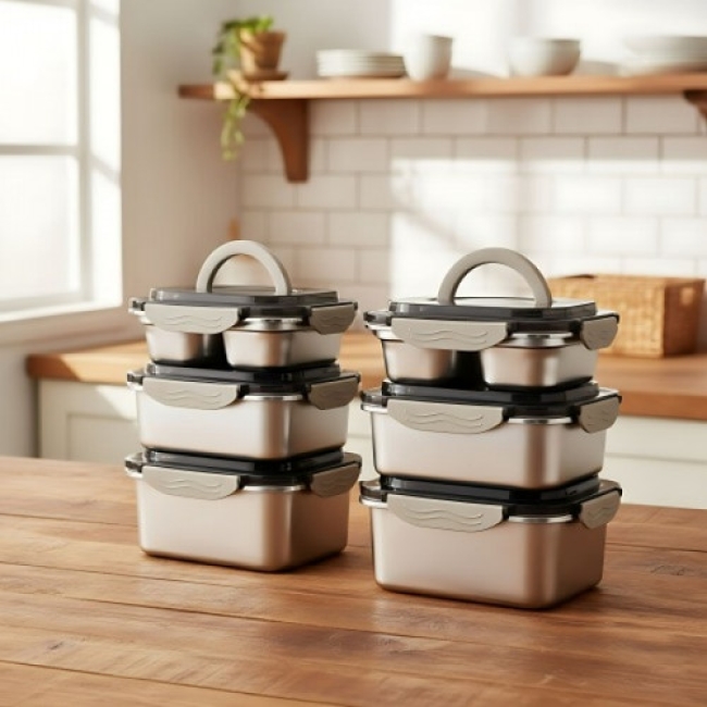 이태리 로시 렌지스텐 밀폐용기6종1100*2+1700*2+2100ml*2