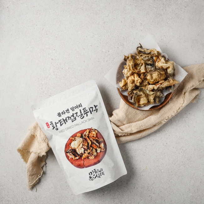 민하네식탁 황태껍질 튀각 부각 80g 2팩 명태껍질 튀김 어류 콜라겐 어른들 간식 술안주