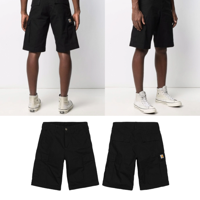 칼하트 WIP 콜롬비아 립스탑 레귤러 카고 쇼츠 블랙 I0282468902
