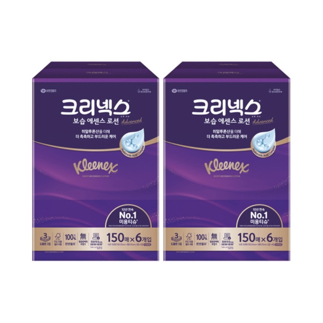 크리넥스 보습 에센스 로션 AV 150매 6개입X2팩