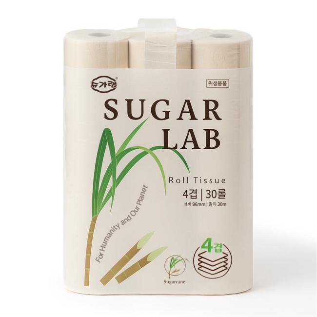 슈가랩 먼지없는 사탕수수 롤 화장지 4겹화장지 부드러운 30m, 30롤