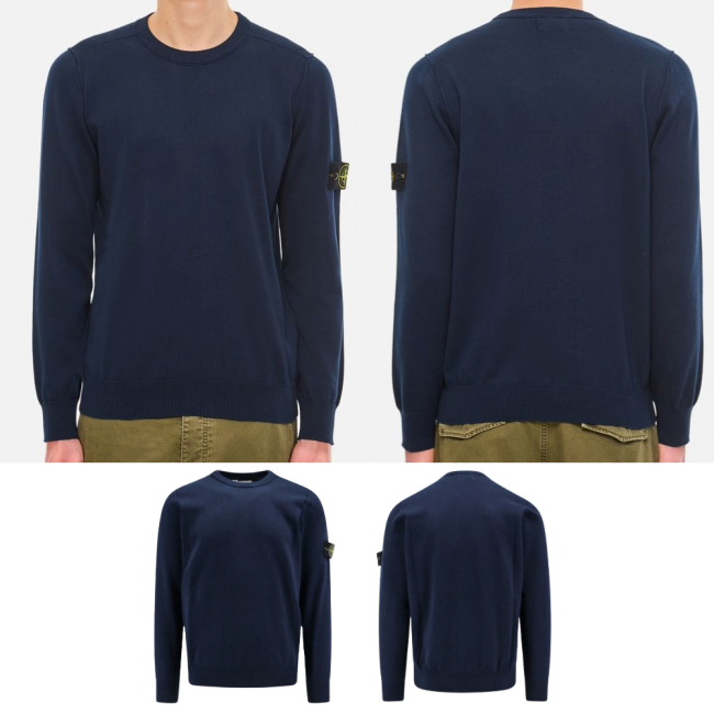 스톤아일랜드 소프트 코튼 크루넥 니트 네이비 블루 8015540B2A0020