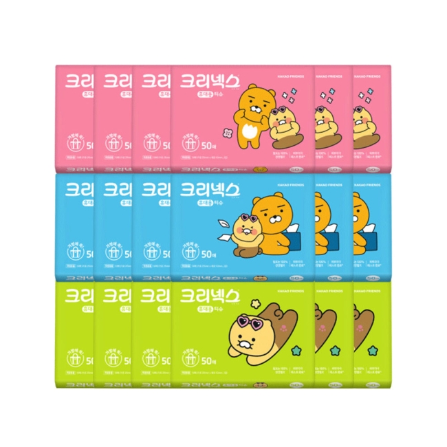 크리넥스 여행용티슈 카카오프렌즈 50매X18팩