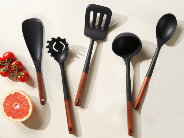 이녹스프랑 클리나리오 실리콘 조리도구 세트 5종 (국자, 뒤집개, 볶음주걱, 면 국자, 거치대)