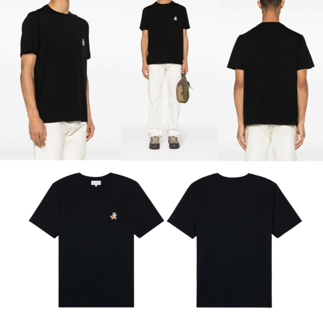 메종 키츠네 스피디 폭스 패치 컴포트 티셔츠 블랙 MM00125KJ0008P199