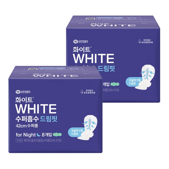 화이트 수퍼흡수 드림핏 수퍼롱 8PX2팩