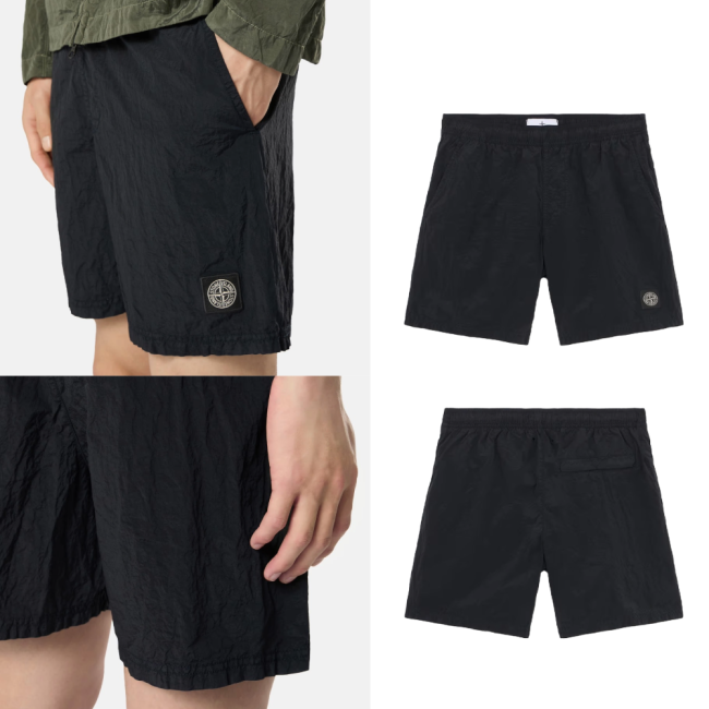 스톤 아일랜드 나일론 메탈 에코닐 포켓 디테일 레귤러 핏 스윔 트렁크 네이비 블루 K1S15B100009S0043V0020