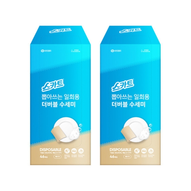 스카트 뽑아쓰는 일회용 더 버블 수세미 베이지 46매X2