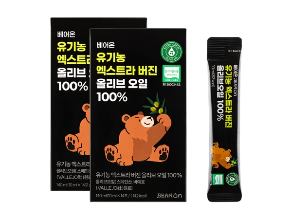 [베어온] 유기농 엑스트라버진 올리브 오일 100% 냉압착 스페인산, 2박스, 28포 [원산지:상세설명에 표시]