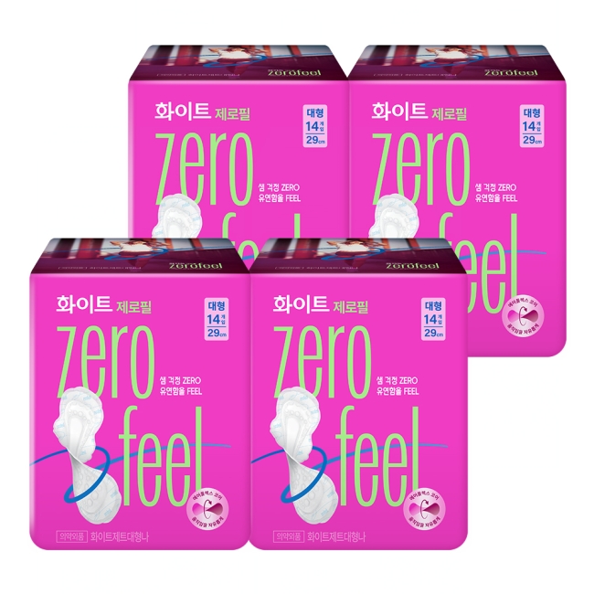 화이트 제로필 생리대 대형 14PX4팩