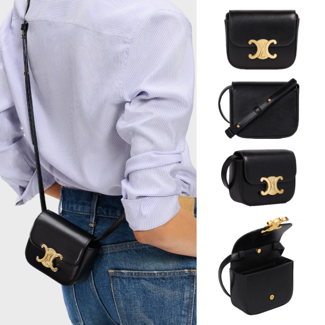 셀린느 미니 클로드 샤이니 카프스킨 블랙 10I513DPV38NO