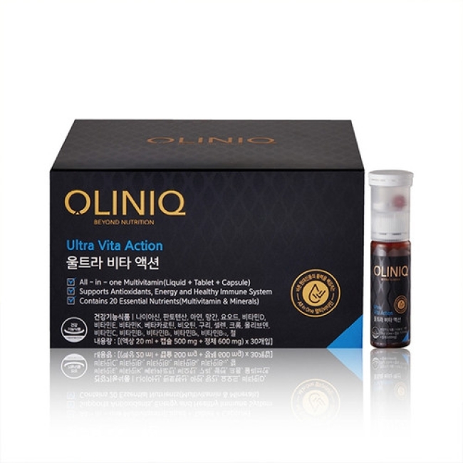 [올리닉]울트라 비타 액션 4개입 (액상 20ml+캡슐 500mg+정제 600mg)