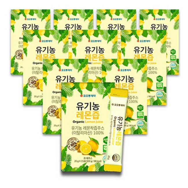 코오롱제약 유기농 NFC 이탈리아산 레몬100% 레몬즙 20gX15포X10 box