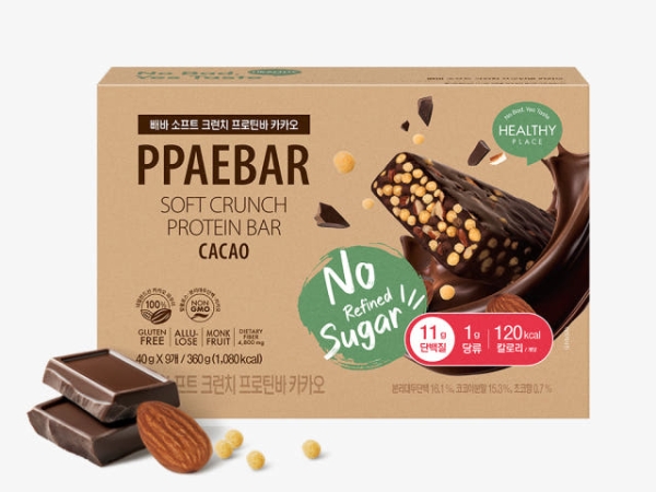 [제로슈가] 헬시플레이스 빼바 소프트 크런치 프로틴바 카카오 1박스 9개입