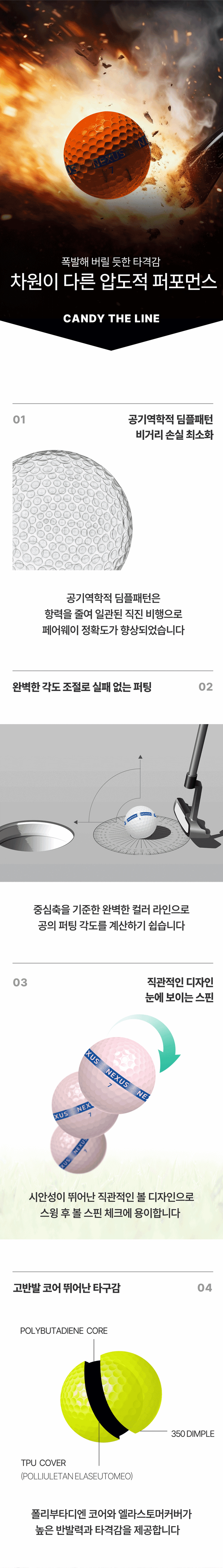 넥서스 골프 더라인 컬러혼합 2피스 12구 고반발 비거리증가